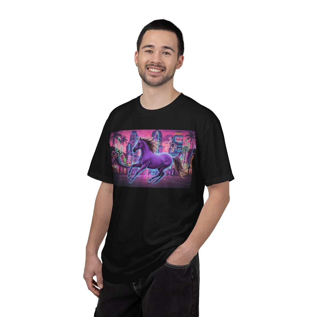 Unisex Neon Stallion T-Shirt — Retro Miami Vaporwave Horse Graphic