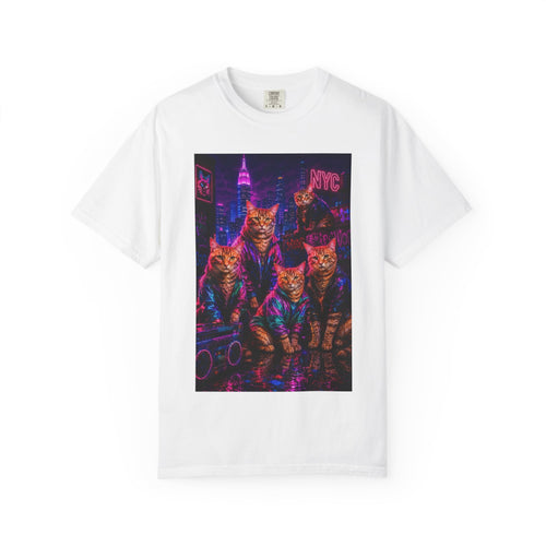 Neon City Cats T-Shirt — Retro NYC Cyberpunk Cat Graphic