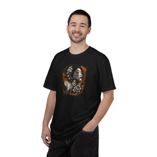 Unisex Asian Tiger Woman T-Shirt – Floral Calavera Gothic Tee